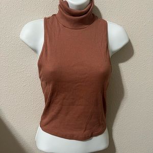 Zara ribbed turtle neck cropped tank top